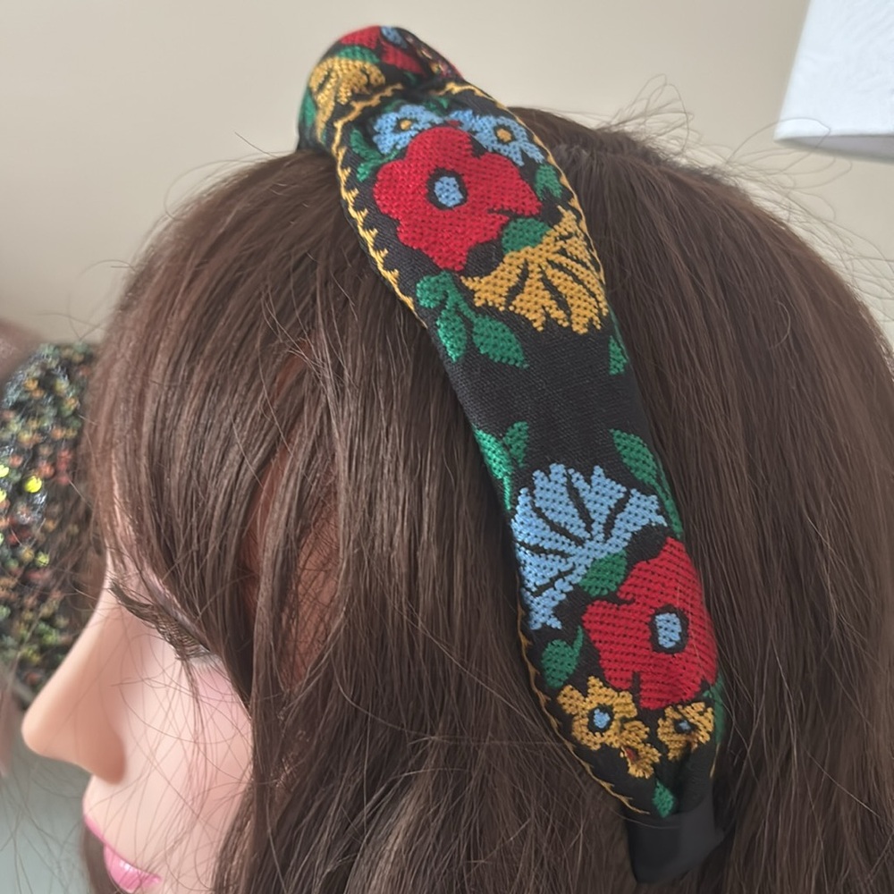 French Floral Embroidered Headband